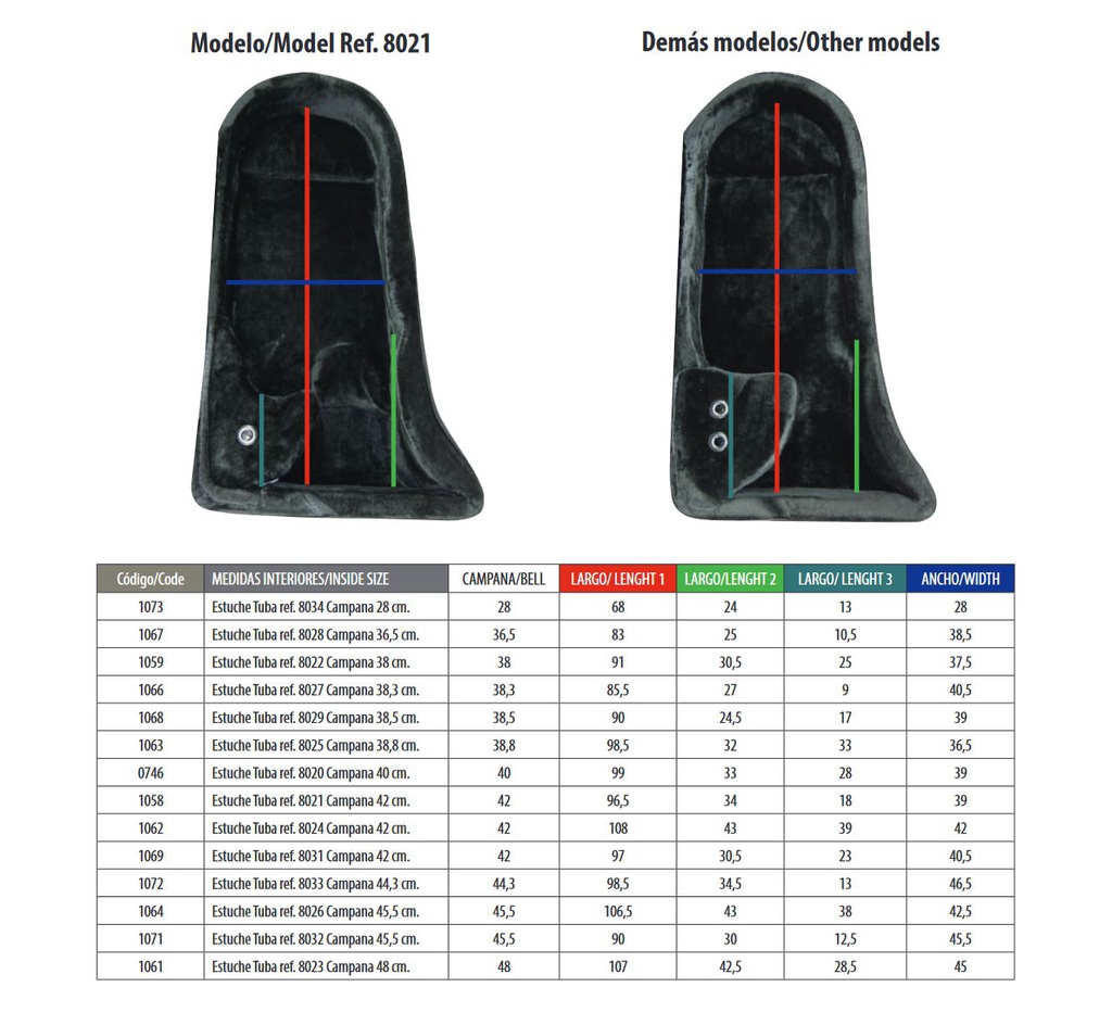 Estuche tuba campana 40 cms. ref. 8020