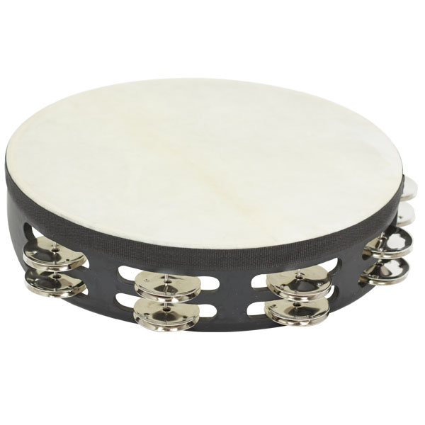 Pandereta Doble 25 Cm C/ Parche Negra Stf5075