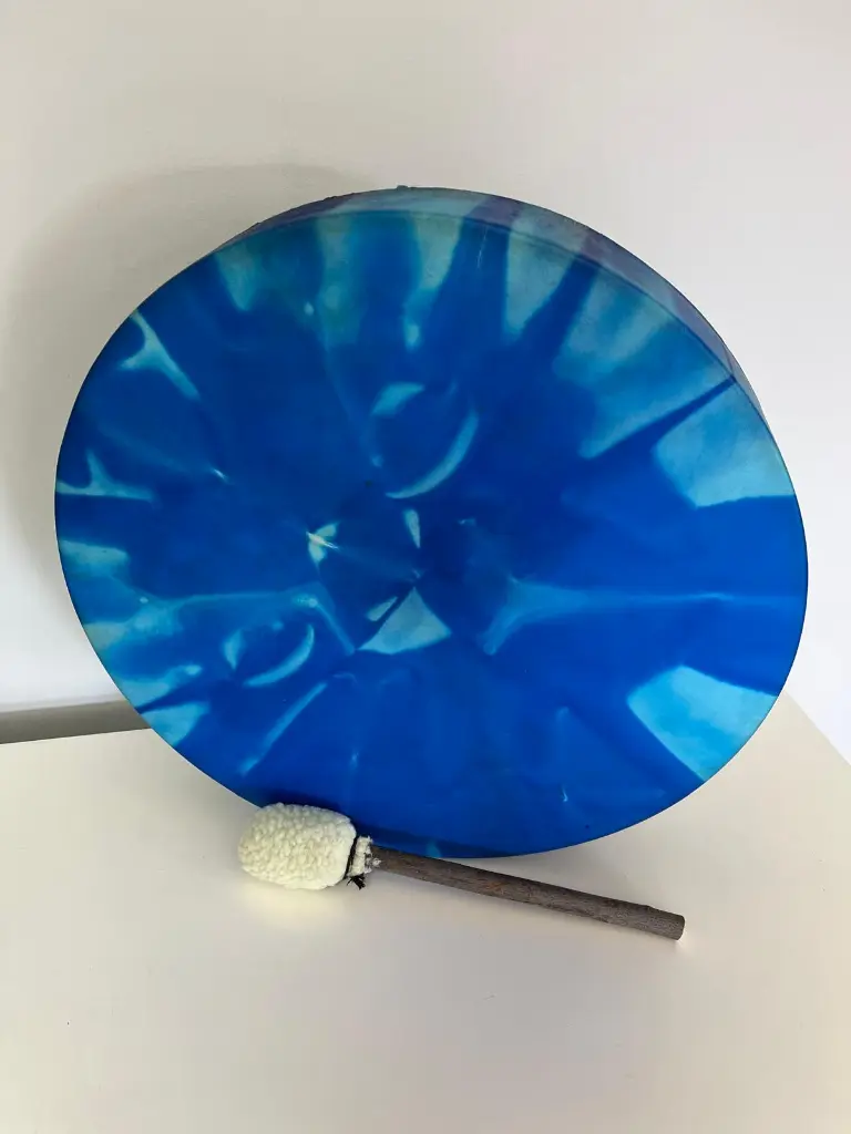 (OCASIÓN) Pandero Chamanico de piel 18" (45Cm) azul