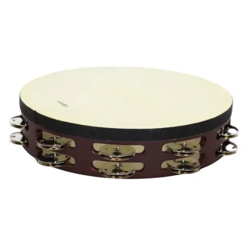 [6499] Pandereta Doble 25 Cm C/Parche Nogal Stf5065