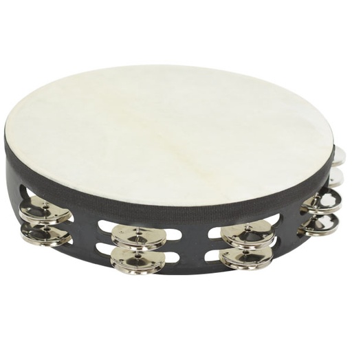 [6501] Pandereta Doble 25 Cm C/ Parche Negra Stf5075